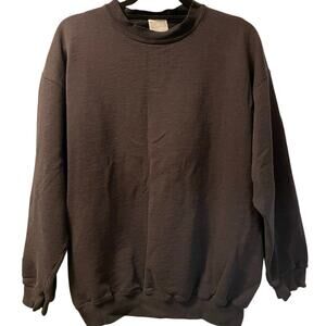 Vintage 90s Tultex Black Distressed Blank Crewneck Adult  Large